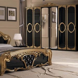 Спальня «РЕДЖИНА ЧОРНА» Глянець Чорний - Золото