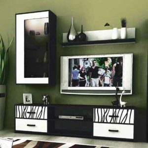 Вітальня «ТЕРРА» Глянець Білий/Чорний Мат